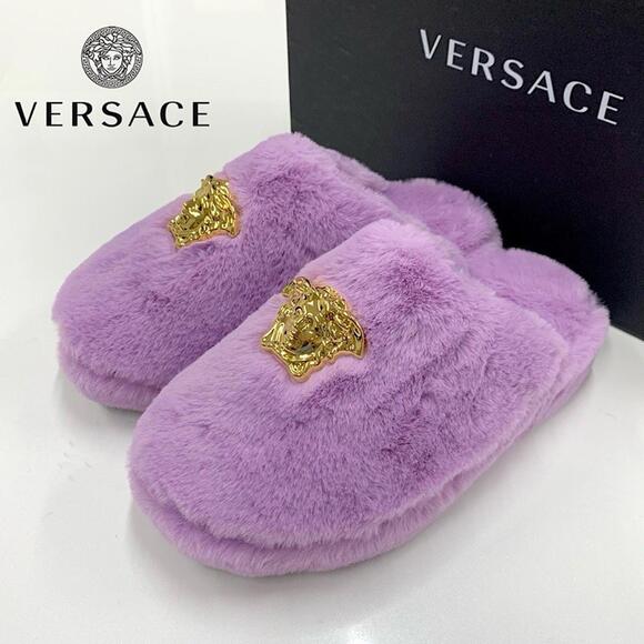 BNWT Versace Palazzo Slippers Lavender Women’s Size 41 US 11 $550 - Picture 1 of 7